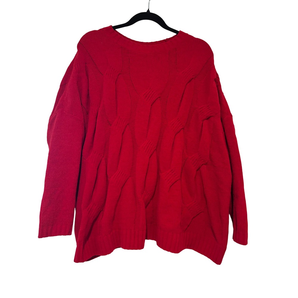 J Jill sz L red soft comfy slouchy sweater N